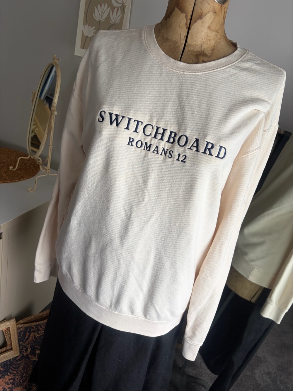 Comfort Colors Cream 'Switchboard Romans: 12' Crewneck Sweatshirt